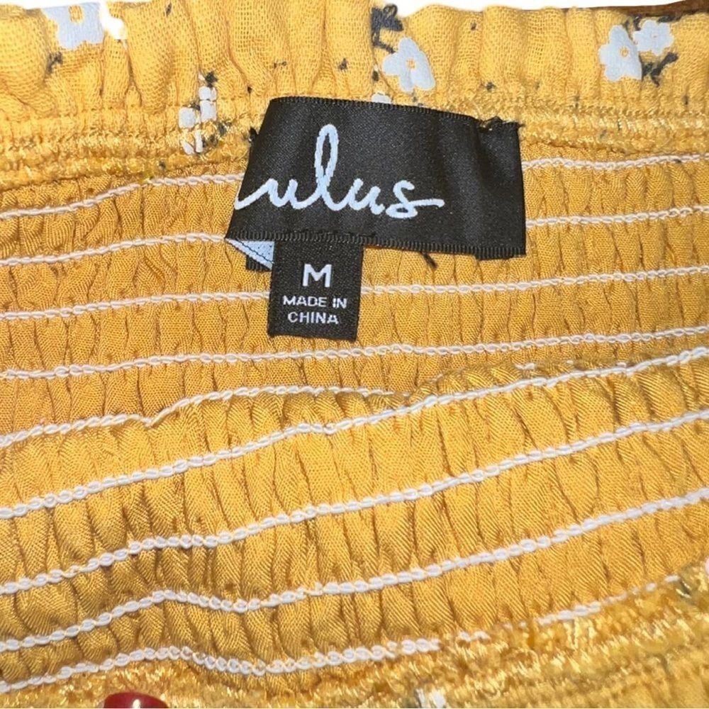 Lulus smocked strapless floral cropped tube top size M - Picture 4 of 6